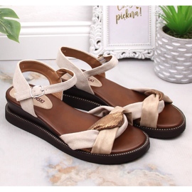 M. DASZYŃSKI Sandales compensées femme beige M.Daszyński MR2267-4 3
