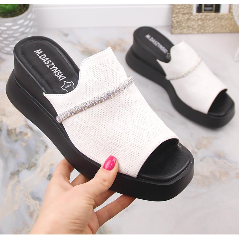 M. DASZYŃSKI Sandales compensées femme blanc M.Daszyński SA209-2 blanche 1