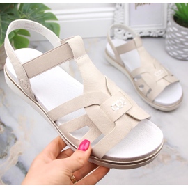 Sandales à enfiler confortables pour femmes avec élastique écru Rieker V5052-80 beige 2 Sandales à enfiler confortables pour femmes avec élastique écru Rieker V5052-80 beige 2