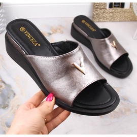 Sandales compensées pour femmes avec élastique argent métallique Vinceza 17247 1 Sandales compensées pour femmes avec élastique argent métallique Vinceza 17247 1