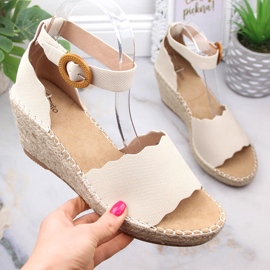 Espadrilles compensées beiges eVento 5425, femmes 1