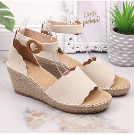 Espadrilles compensées beiges eVento 5425, femmes 2