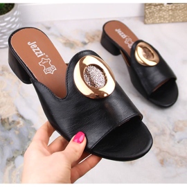 Babouches élégantes noires à talons pour femmes Jezzi ASA214-1 le noir 1