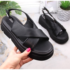 Sandales plates-formes noires pour femmes Jezzi 5473 le noir 1