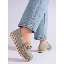 Mocassins en daim ajourés verts pour femmes de Shelovet 3