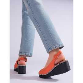Sandales compensées orange de Shelovet 1