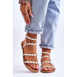 PG1 Sandales pour femmes avec clous décoratifs Blanc Dorothy 1