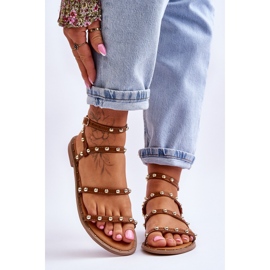 PG1 Sandales pour femmes avec clous décoratifs Marron Dorothy brun 1