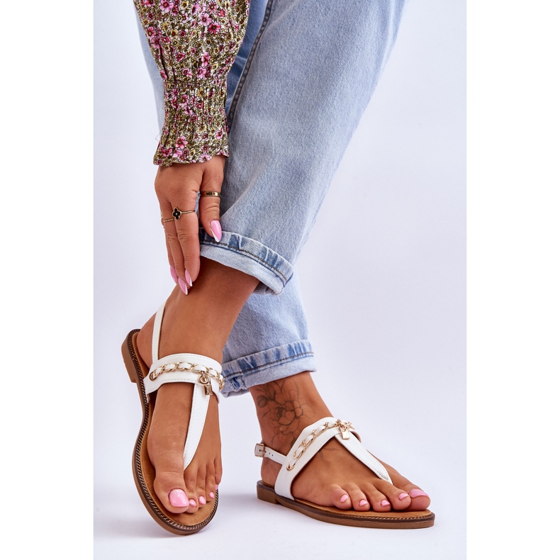 PG1 Sandales avec chaîne pour femmes Blanc Jessica 2