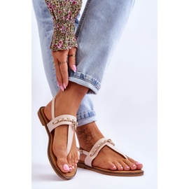 PG1 Sandales avec chaîne pour femmes Beige Jessica 2