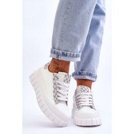 PG1 Baskets à plateforme en cuir pour femmes Blanc Alison 1