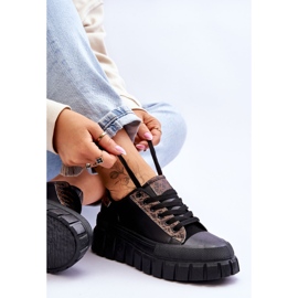 PG1 Baskets à plateforme en cuir pour femmes Noir Alison le noir 7