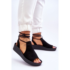 Sandales Compensées en Daim Nicole 2743/002 Noir le noir 2