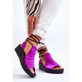 Sandales Compensées en Daim Nicole 2743/067 Fuchsia rose 2