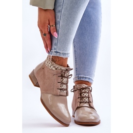 Bottines à Lacets en Cuir Maciejka 05953-04 Beige 1