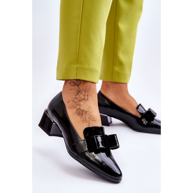 Vinceza Escarpins à la mode en cuir verni avec un nœud décoratif Shira Noir 2