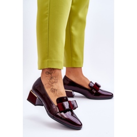 Vinceza Escarpins laqués à la mode avec un nœud décoratif bordeaux Shira rouge 2