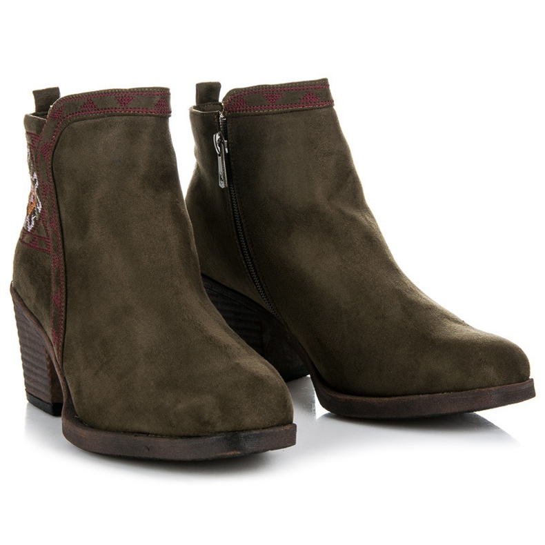 Kylie Bottines à motif ethnique vert 2