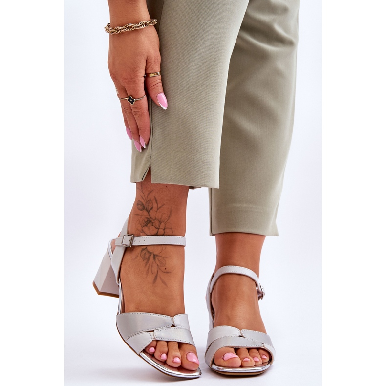 Sergio Leone SK898 Sandales à talons bas gris 1 Sergio Leone SK898 Sandales à talons bas gris 1