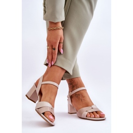 Sergio Leone SK898 Sandales à Talons Bas Beige 2