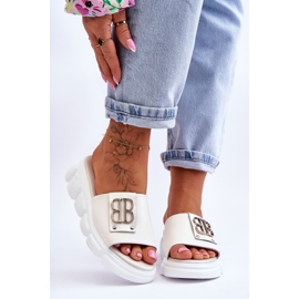 Vinceza Pantoufles à plateforme pour femmes avec décoration Monroe beige 1