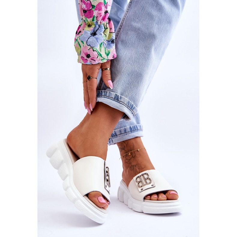 Vinceza Pantoufles à plateforme pour femmes avec décoration Monroe beige 2