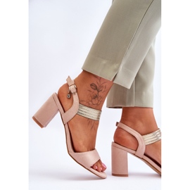 S.Barski Sandales pour femmes à talons hauts en daim beige Enjoy 3