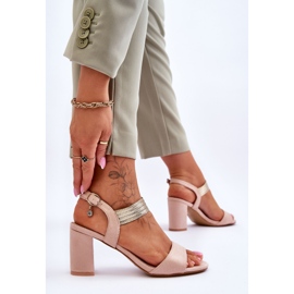 S.Barski Sandales pour femmes à talons hauts en daim beige Enjoy 4
