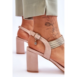 S.Barski Sandales pour femmes à talons hauts en daim beige Enjoy 5