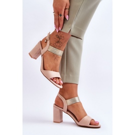 S.Barski Sandales pour femmes à talons hauts en daim beige Enjoy 6