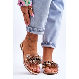 Chaussons Femme Avec Pierres Décoratives S.Barski KV-576-3 Or doré 1