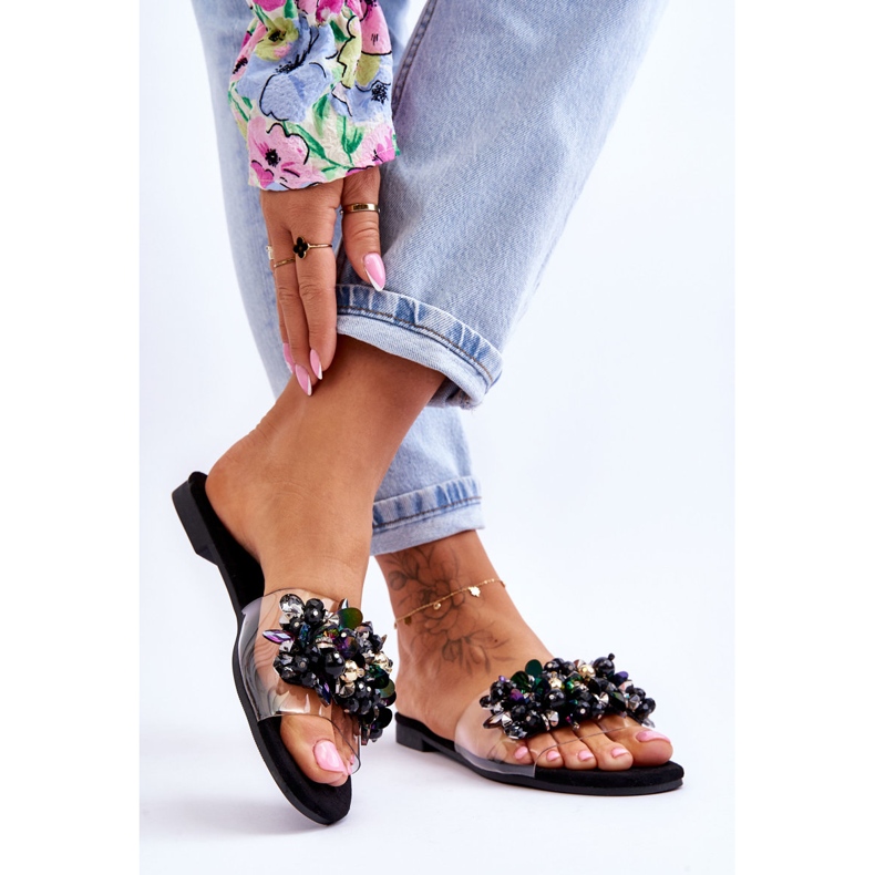 Chaussons Femme Avec Pierres Décoratives S.Barski KV-576-3 Noir le noir 2