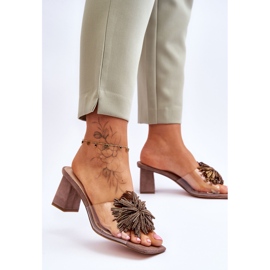 Chaussons à Talons Hauts Transparents à la Mode S.Barski KV-AP658-1 Marron brun 2 Chaussons à Talons Hauts Transparents à la Mode S.Barski KV-AP658-1 Marron brun 2