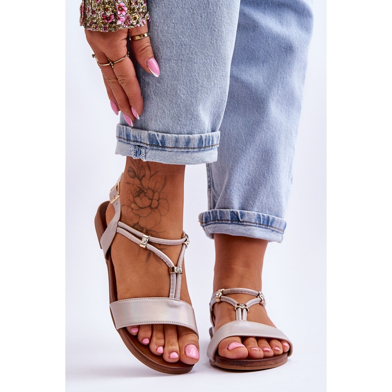 Sandales Plates Femme S.Barski KV-541-120 Or d'or 1