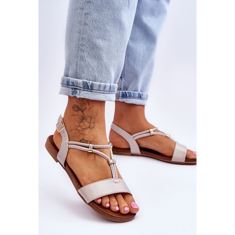 Sandales Plates Femme S.Barski KV-541-120 Or d'or 2