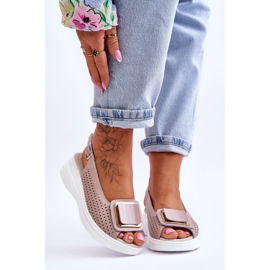 Sandales Cuir Ajouré S.Barski BN291 Rose 1