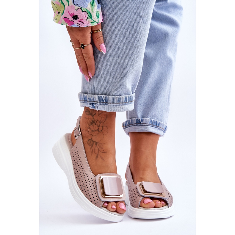 Sandales Cuir Ajouré S.Barski BN291 Rose 1