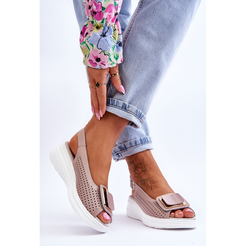 Sandales Cuir Ajouré S.Barski BN291 Rose 2