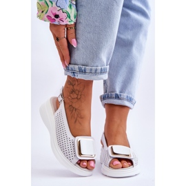 Sandales Cuir Ajouré S.Barski BN291 Blanc blanche 1