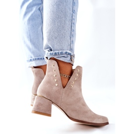 Lewski Shoes Bottines Femme En Daim Avec Découpes Lewski Cappuccino 3074 / B beige 4