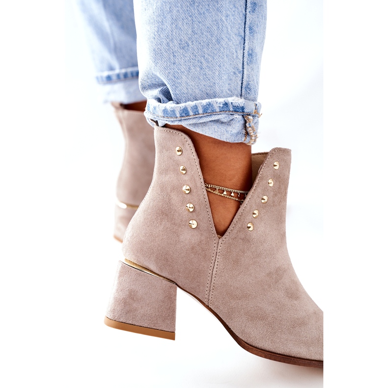 Lewski Shoes Bottines Femme En Daim Avec Découpes Lewski Cappuccino 3074 / B beige 3