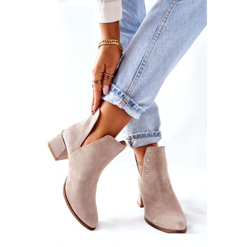 Lewski Shoes Bottines Femme En Daim Avec Découpes Lewski Cappuccino 3074 / B beige 2