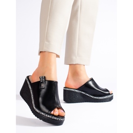 Chaussons compensés Shelovet noirs femme le noir 2