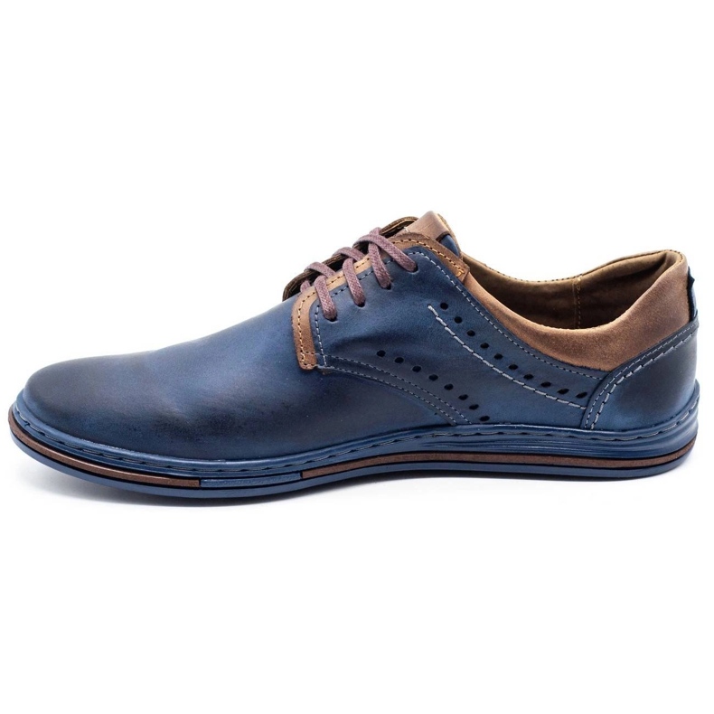 Polbut Chaussures décontractées pour hommes 402 bleu marine avec marron 1