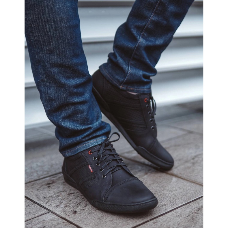 Polbut Chaussures casual homme R3 Perforation Noir 1