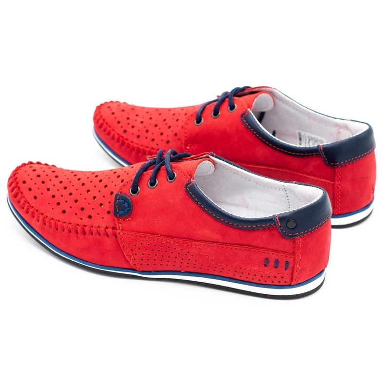 KOMODO Chaussures homme mocassins 875 rouge d'été 1