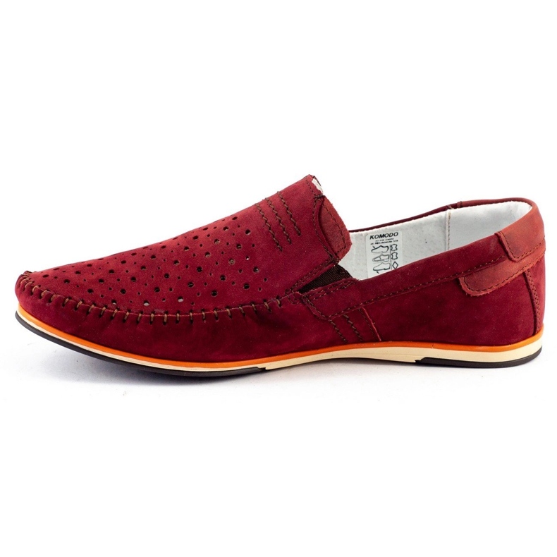 KOMODO Chaussures homme mocassins 876 bordeaux d'été rouge 1