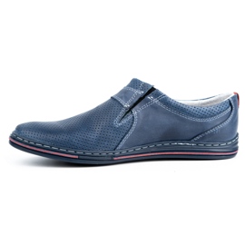 Polbut Chaussures en cuir pour hommes 362 avec perforation bleu marine 1