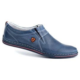 Polbut Chaussures en cuir pour hommes 362 avec perforation bleu marine 2