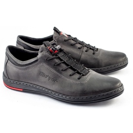 Polbut Chaussures casual en cuir pour hommes K23 gris 1